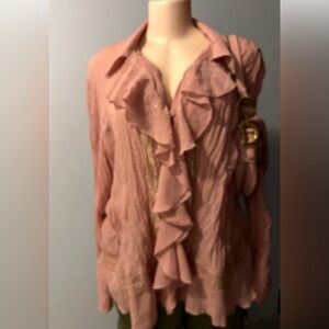 Elegant Pink Ruffled Women's Top